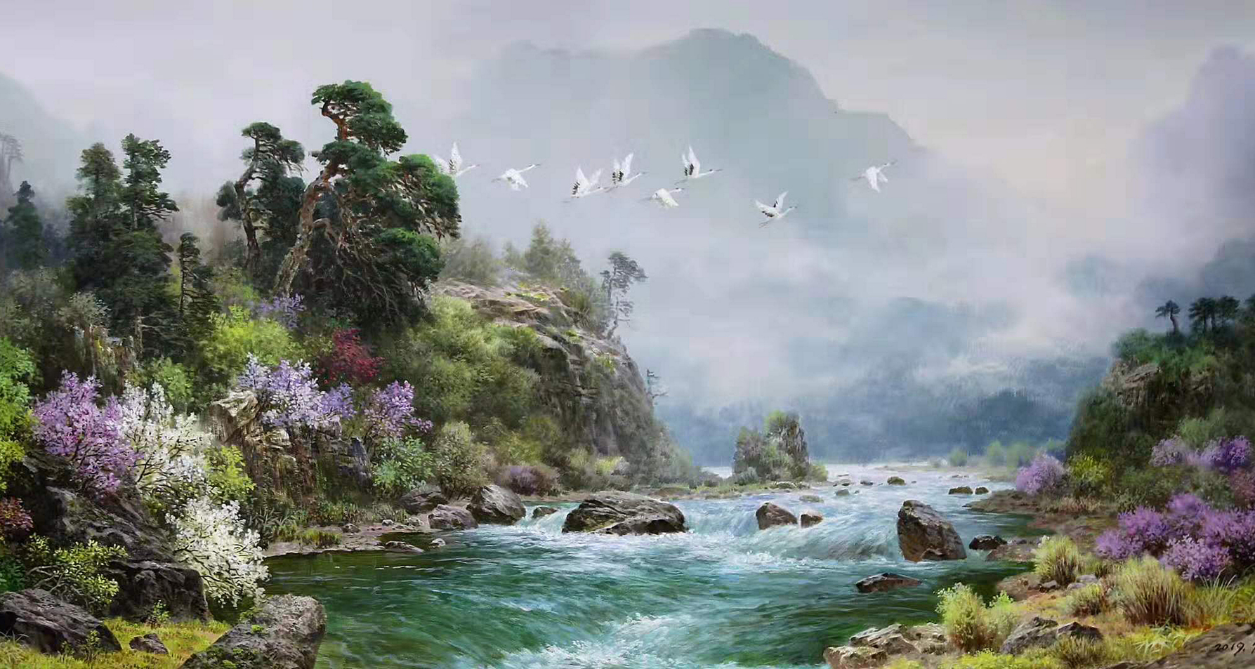 一组山水风景油画